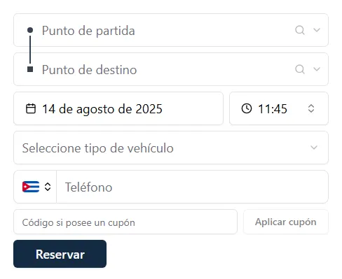 Formulario de reserva de taxi