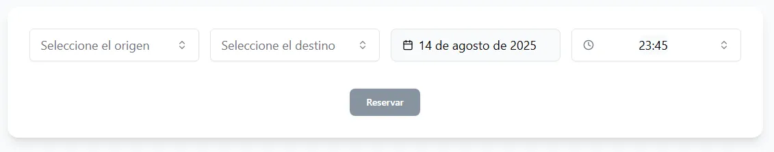 Formulario de selección de viaje